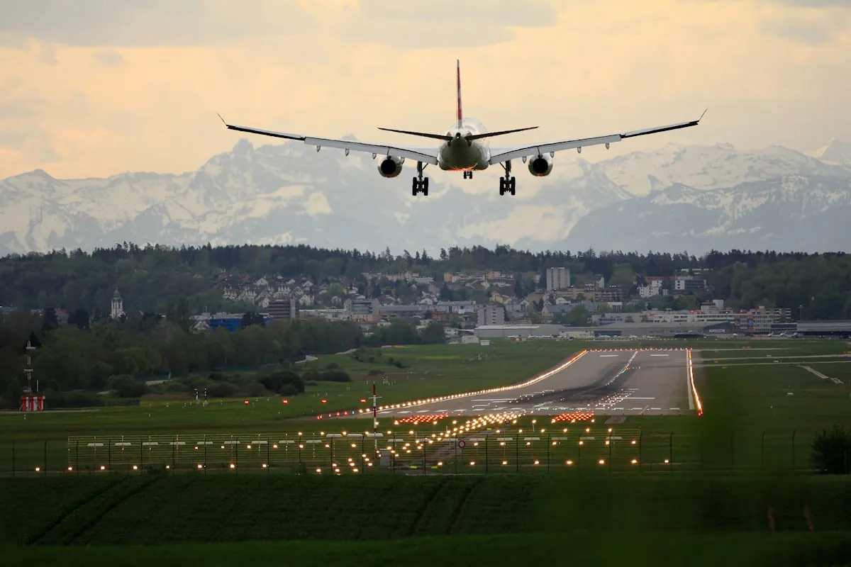 Runway environment at sunset before advanced operations